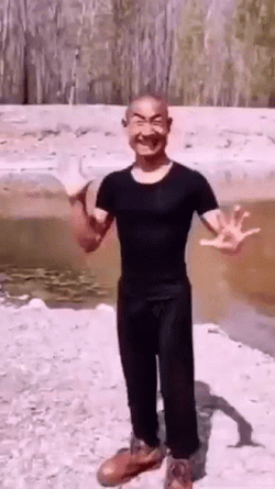 Standing Old Chinese Man While Shouting GIF