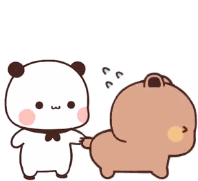 Standing Panda And Laying Brown Bear Sticker