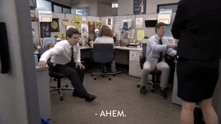 Standing Up Ahem Workaholics GIF