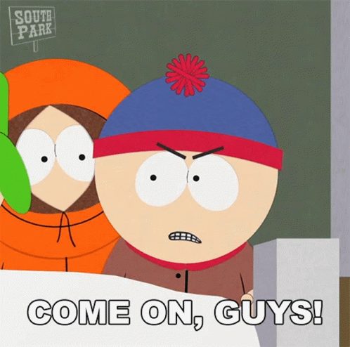 Stanley From South Park Says Come On Guys In Front Of South Park Sign GIF