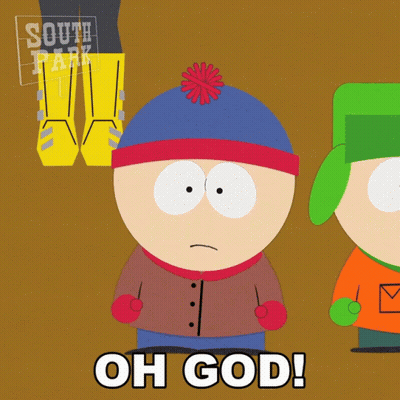 Stanley From South Park Says Oh God In Front Of A Pair Of Yellow Boots GIF