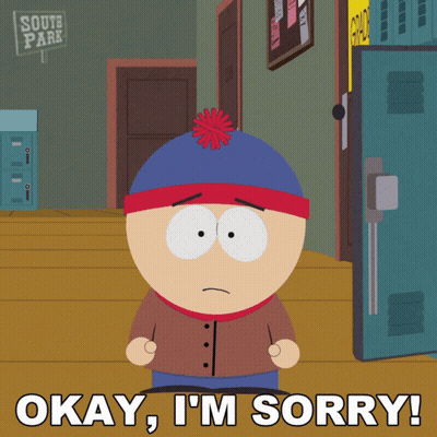 Stanley From South Park Says Okay I 'M Sorry In Front Of A Locker GIF