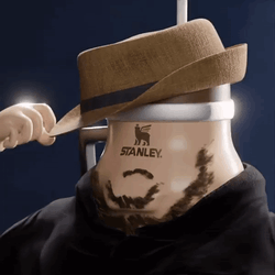 Stanley Tumbler Wearing Hat GIF