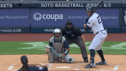 Stanton Hits Ball Baseball GIF