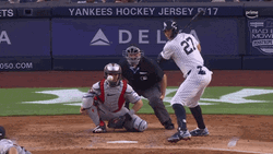 Stanton Hits Ball Run Throws Bat GIF