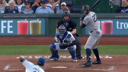 Stanton Hits Ball Slow Motion GIF