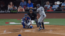 Stanton Hits Ball With Baseball Bat GIF