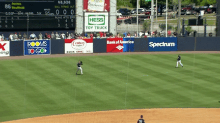 Stanton Raises Hand Happy Crosses Field GIF