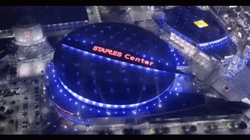 Staples Center Lit Up At Night GIF
