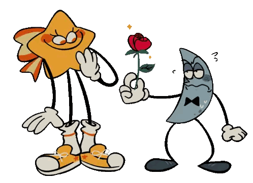 Star And Moon Holding Rose Sticker