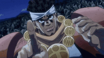 Star Platinum From Jojo 'S Bizarre Adventure Is Pointing At The Camera GIF
