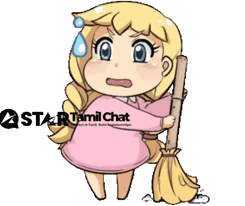 Star Tamil Chat Logo And Cartoon Girl Sticker