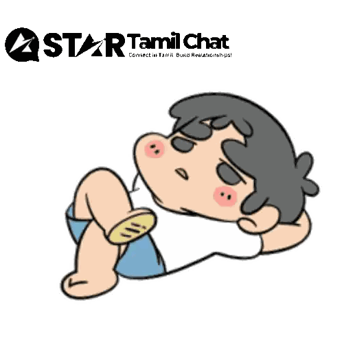 Star Tamil Chat Logo Character Lying Down Sticker