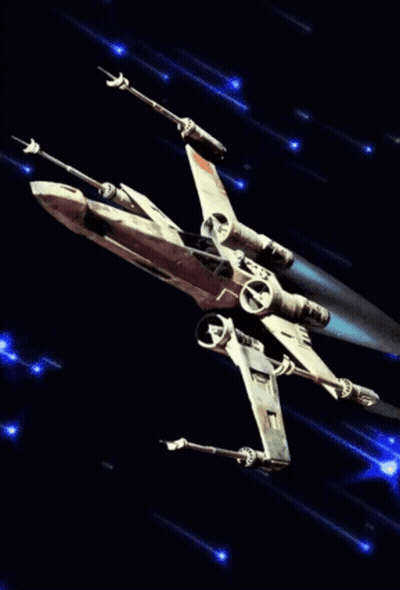 Star Wars X-Wing Flying Through Starry Sky GIF