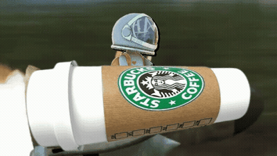 Starbucks Coffee Cup With Spaceman GIF
