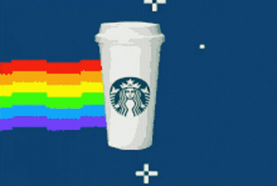 Starbucks Cup Surrounded By Rainbow GIF