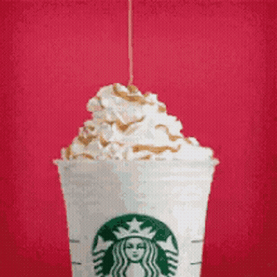 Starbucks Cup With Whipped Cream And Caramel GIF