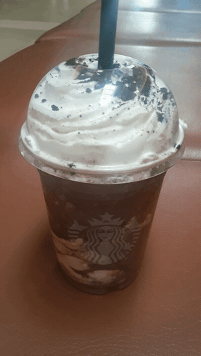 Starbucks Drink With Whipped Cream And Straw GIF