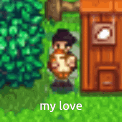 Stardew Valley Character Shane Carrying Chicken GIF