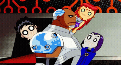 Starfire And Raven Standing Next To Each Other GIF