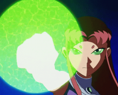 Starfire From Teen Titans Go Holding Green Sphere GIF