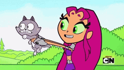 Starfire Swallowing Cat GIF