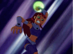 Starfire Throwing Green Energy GIF