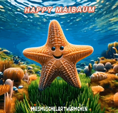 Starfish Smiling Surrounded By Seaweed And Corals GIF