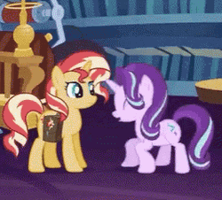 Starlight Glimmer Jumping Meets Sunset Shimmer Mlp GIF