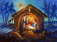 Starry Night Nativity Of Jesus Illustration  GIF