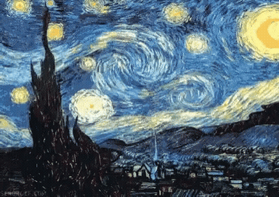 Starry Night Sky With City GIF