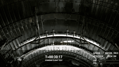 Starship Flight Test T+00:30:18 GIF