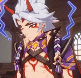 Startled Arataki Itto Looking Up GIF