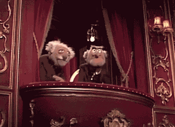 Statler And Waldorf Walking Out GIF