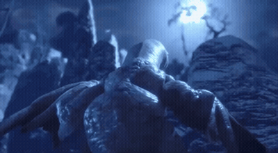 Statue In Dark With Blue Light GIF