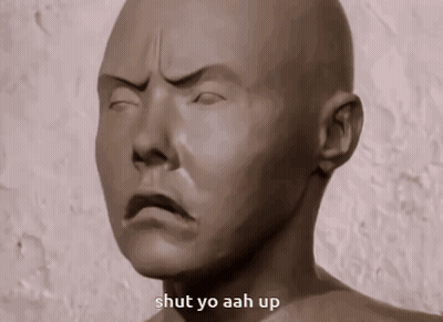 Statue Of A Man Saying Shut Yo Aah Up GIF