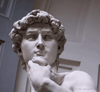 Statue Of A Man With Hand On Chin GIF