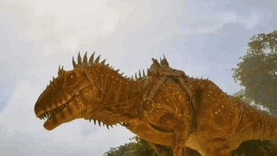Statue Of Dinosaur With Person Riding It GIF