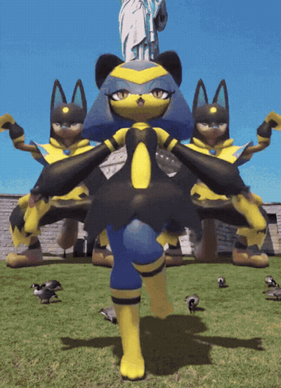 Statue Of Liberty Behind Cartoon Cat GIF
