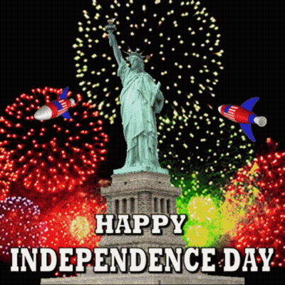 Statue Of Liberty Fireworks Happy Independence Day GIF