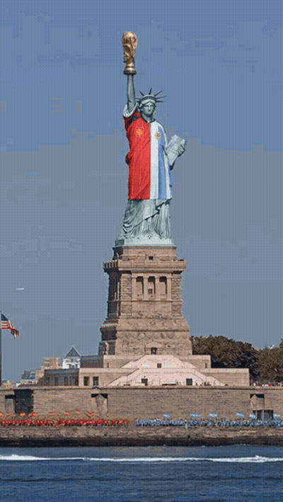 Statue Of Liberty From Plane Window GIF