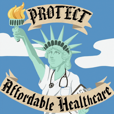 Statue Of Liberty Holding Torch Protect Affordable Healthcare GIF
