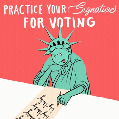 Statue Of Liberty Signing Paper GIF