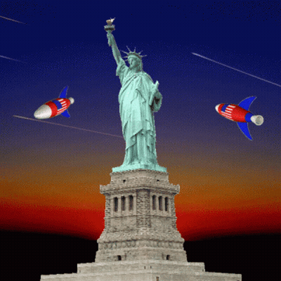 Statue Of Liberty Surrounded By Missiles GIF