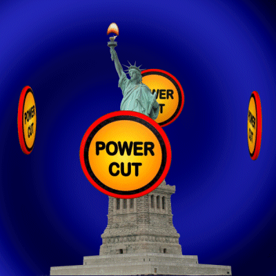 Statue Of Liberty Surrounded By Power Cut Circles GIF
