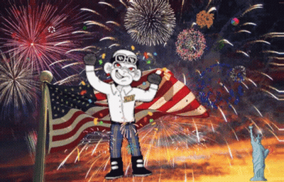 Statue Of Liberty With Fireworks Display GIF