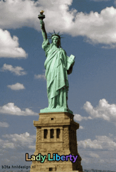 Statue Of Liberty With Lady Liberty Written GIF