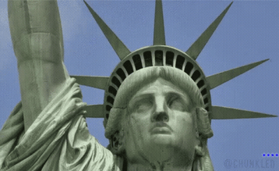 Statue Of Liberty With Pig Behind It GIF