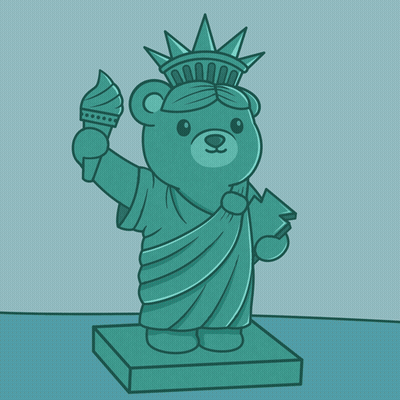 Statue Of Liberty With Teddy Bear Holding Torch GIF