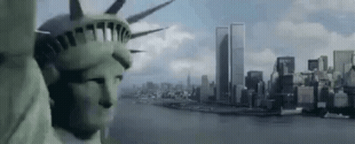 Statue Of Liberty With Twin Towers GIF